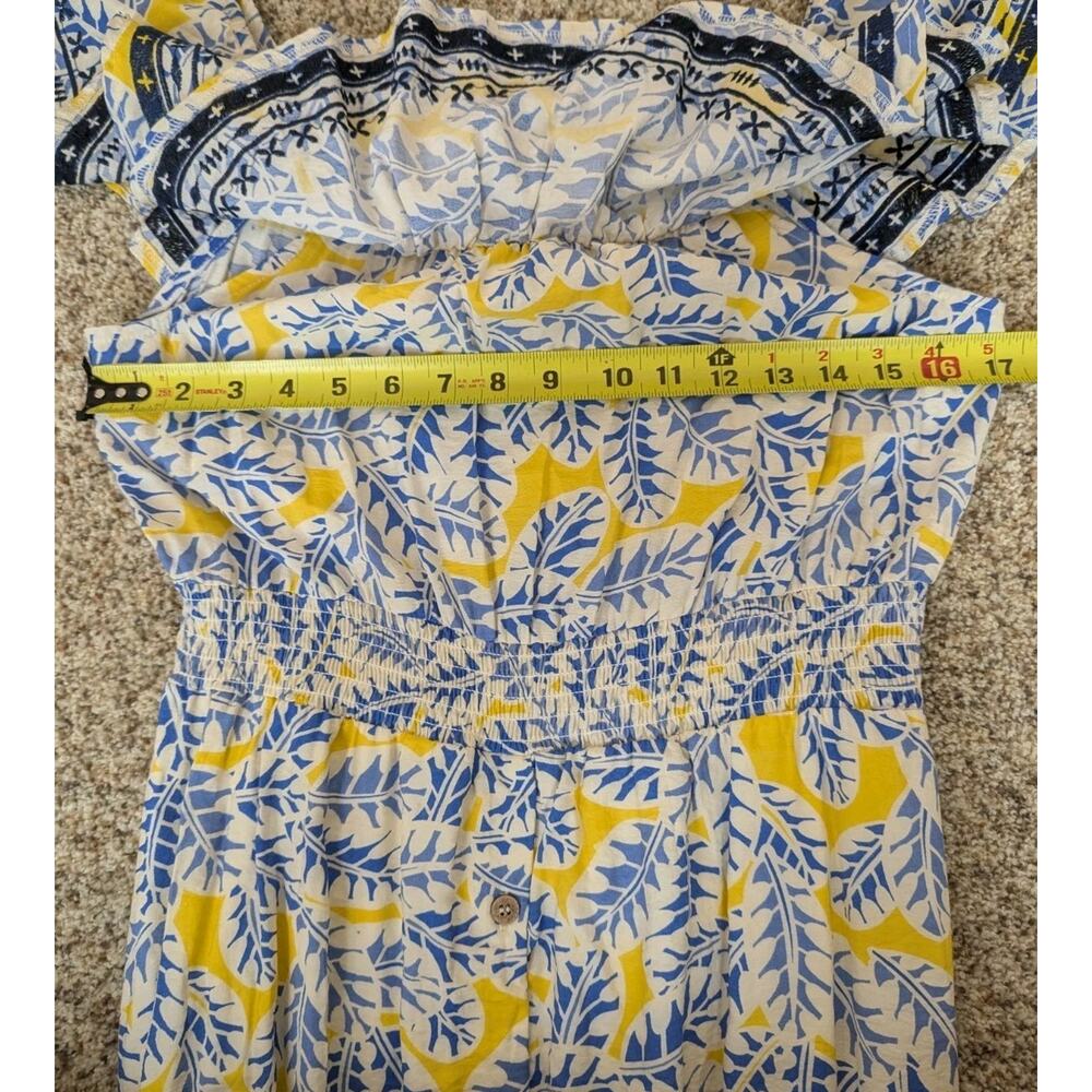 Skies Are Blue Yellow Floral Off The Shoulder Ruffle Midi Dress Size Medium - Picture 9 of 15